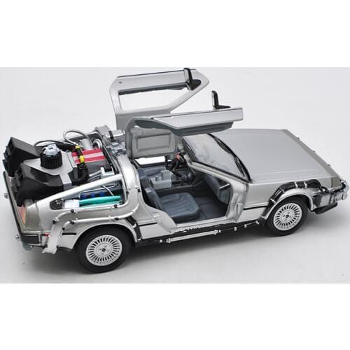 1:24 Scale Diecast Auto Oart 1 2 3 Time Machine DeLorean DMC-12 Model Welly Rear For Future Car Metal Alloy Model Car Toy