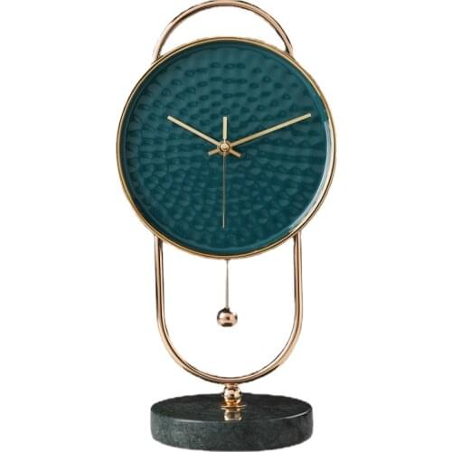 Nordic Metal Bedside Table Clock Ceramic Silent Luxury Desk Clock Pendulum Living Room Desktop Clocks Watches Home Decoration