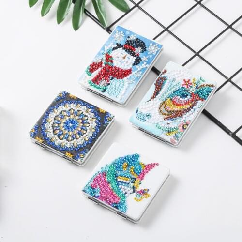 Cartoon Cat Mini Makeup Mirror DIY Special Shaped Diamond Painting Ultra-thin Makeup Mirror Double-sided drill Handmade Gifts