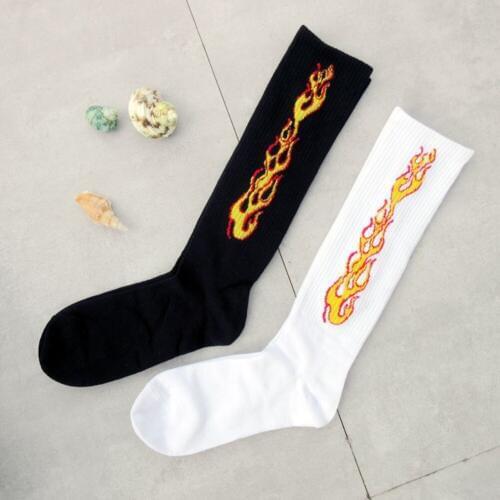 Fashion Flame Fire Cotton Men Women Hip-hop Harajuku Street Couple Socks