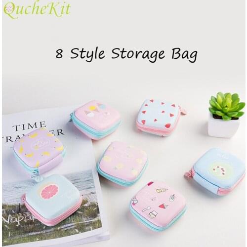 Cartoon Headphone Data Cable Protective Storage Box Mini Coin Purse Pouch Zip Case Portable Digital Storage Bag Case Container