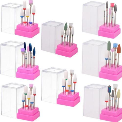 7 Pcs Cutter for Manicure Tungsten Carbide Nail Drill Bit Set Milling Cutters with Nail File Holder Nail Art Pedicure Tools Kit
