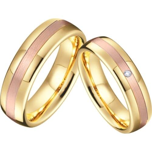 6mm 8mm Love Alliances Wedding Band Tungsten Carbide Jewelry Rose Gold Color His and Hers Couple Rings Set for Men Women