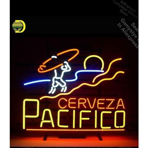 Neon Sign for Pacifico Clara Mexican Cerveza Neon Tube vintage sign Super Bright Neon Beer Signs Polis Signage Shop Garage Sign
