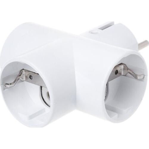 EU Standard Convert Socket With 3 Outlets Ceramics Travel Power Adaptor