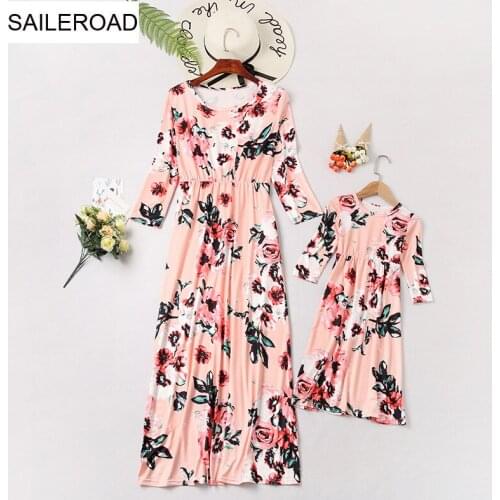 TUONXYE Mama And Daughter Dresses Floral Mom And Kids Long Dress Family Matching Clothes Mommy Me Outfits Baby Girls Vest