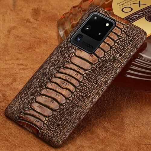 LANGSIDI Luxury leather case For samsung Galaxy S20 plus s20 ultra s10 Genuine leather Ostrich fundas for a51 a71 note 20 ultra