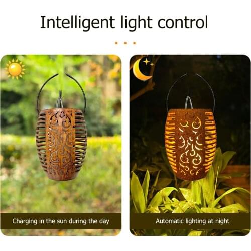 Solar Lights Outdoor Security Lights LED Solar Lamps Retro Lantern Flicker Flame Night Lights Outdoor Hanging for Garden
