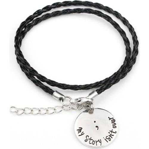 VILLWICE My Story Isn't Over Semicolon Bracelet Silver Color Charm Inspirational jewelry Gifts For Women Girl Family Friends