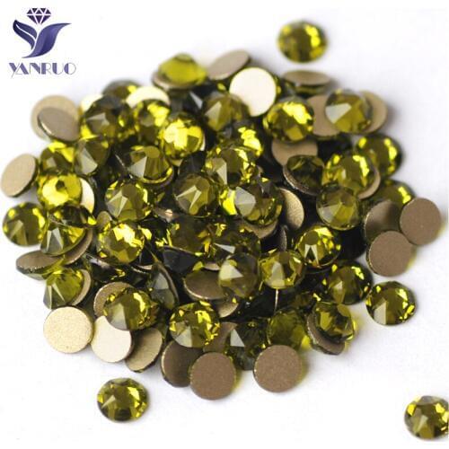 YANRUO 2088NoHF All Sizes Olivine Flat Back Non Hotfix Strass DIY Glass Crystal Rhinestones Cold Fixation Stick On Nails
