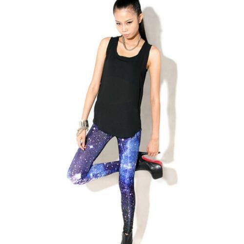 Women autumn polyester ankle length standard Star Galaxy print stretch sexy leggings female clothing