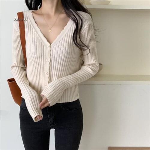 New Oversize Womens Sweaters Autumn Winter sweater Vintage buttons v Neck Cardigans Single Breasted Puff Sleeve Loose Cardigan