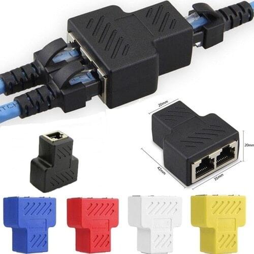 1PCS Cable Adapter Connector LAN Ethernet 1 To 2 Ways network cable connector splitter Extender Plug RJ45 Splitter
