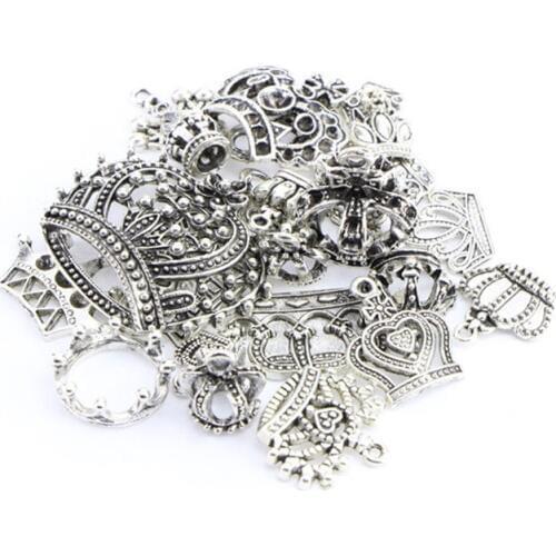 10pcs/lot Random Mix King Crown Charms Pendants Lot Bracelet Metal Floating Charms For Craft Necklace Findings Jewelry Making