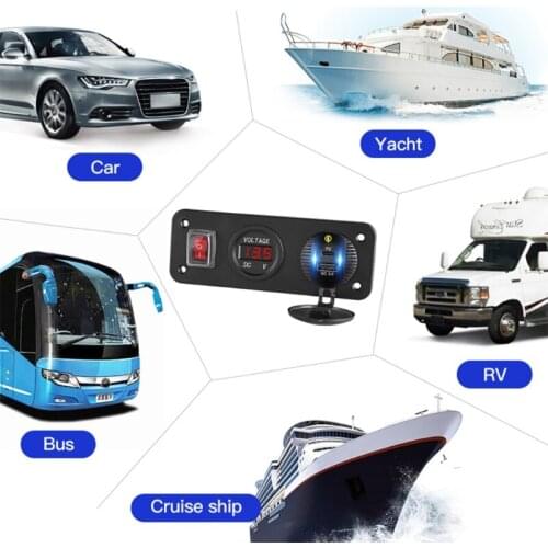 12V 24V Car QC3.0 USB Type C PD Fast Charger with LED Voltmeter ON OFF Switch