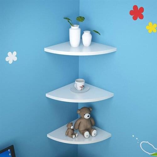 3PCS/Set Round End Hanging Wall Mount Floating Shelves Corner Bookshelf Display Racks Decoration for Bedroom Office Home