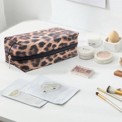 3 IN 1 Makeup Bag Leopard Cosmetic Bag PU Waterproof Wash Tote Large Capacity Portable Travel Storage Pouch