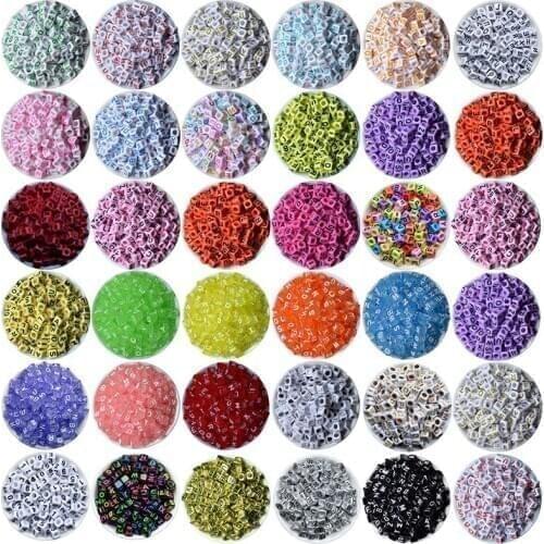 35 colors Letter Beads Square Colorful Alphabet Beads For DIY Crafts 6x6mm Acrylic Beads For Making Bracelet & Necklace Gifts