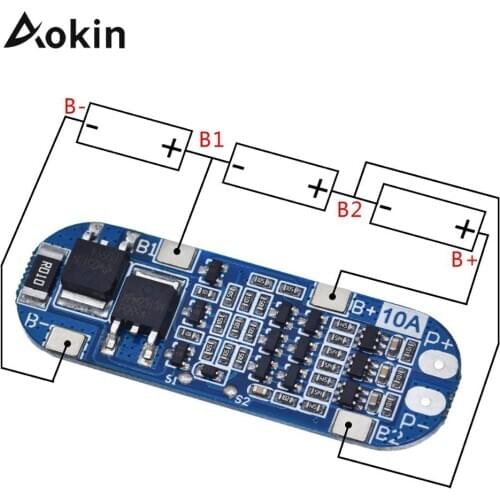 3S 10A 12V Lithium Battery Charger Protection Board Module for 18650 Li-ion Battery Cell Charging BMS 10.8V 11.1V 12.6V