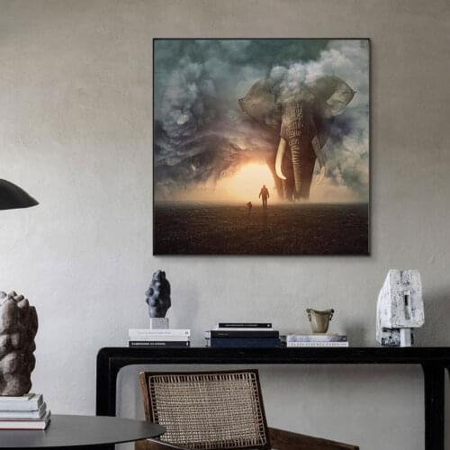 Abstract Giant Elephant Posters Nordic Canvas Wall Art Painting Home Decor Creative Animal Art Picture for Living Room Decor