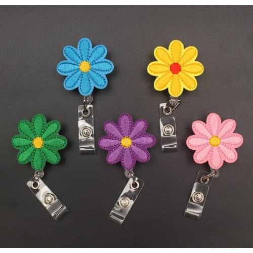 The Embroidery Flower Style Retractable Badge Reel For Nurse&Doctor Card Holder Office&Hospital Supplies Boy&Girl Name Card