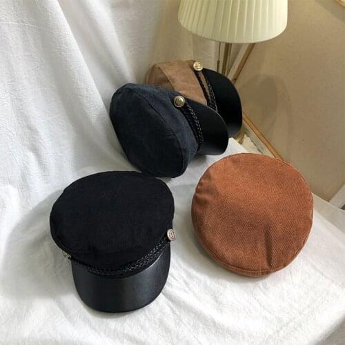 Autumn and Winter All-match Beret Hat Womens Korean Beret Casual British Outdoor Peaked Octagonal Cap