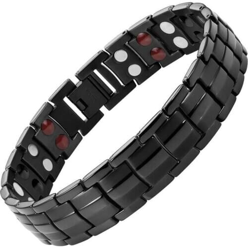 Stainless Steel Magnetic Therapy Bracelet Double Row Pain Relief Bangle SN-Hot
