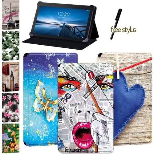 Tablet Case for Lenovo Tab E7/Tab E8/Tab E10 7 8 10.1 Inch - Old Image Series Soft Leather Shockproof Cover Case + Free Stylus