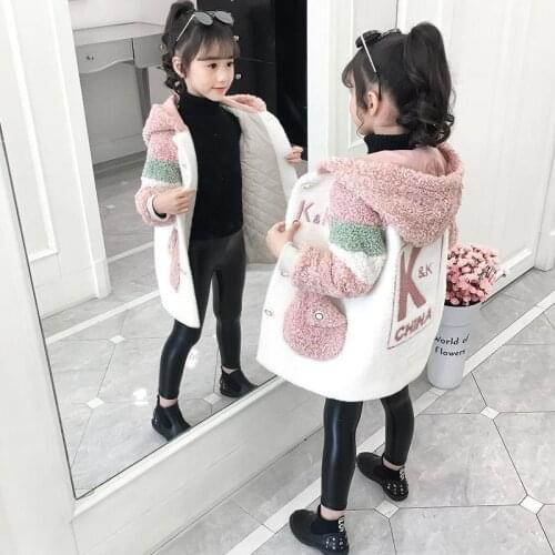 2021 Kids Girl Overcoat Winter New Fashion Letter Wool Coat for Girls Teens Autumn Jacket Warm Outerwear Children Windproof