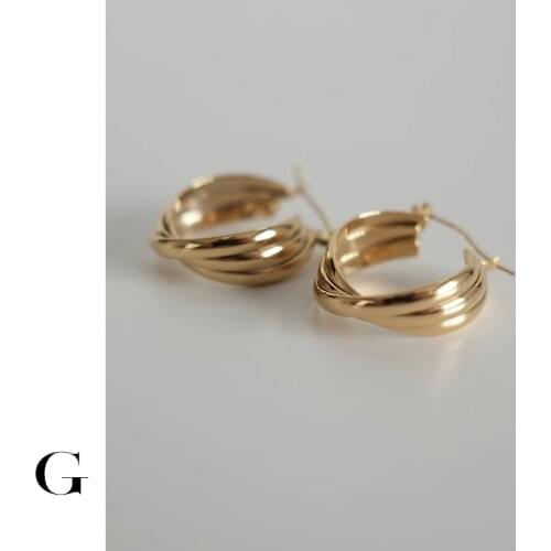 GHIDBK 2021 Trend Dainty Minimalist Twisted Layering Irregular Stainless Steel Hoop Earrings for Women Fashion Jewelry Wholesale