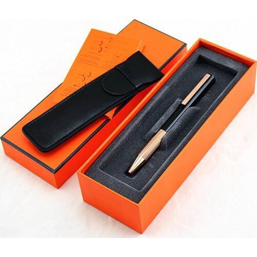 Hot Selling Luxury Rose gold Metal Roller Ballpoint Pen Business Men Writing Signature Pen bag Pens Gift