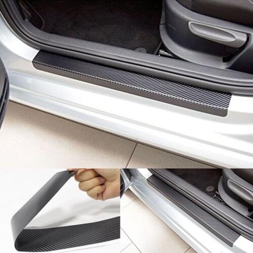 JX-LCLYL 4pcs Carbon Fiber Look Car Door Plate Sill Scuff Cover Sticker Anti Scratch