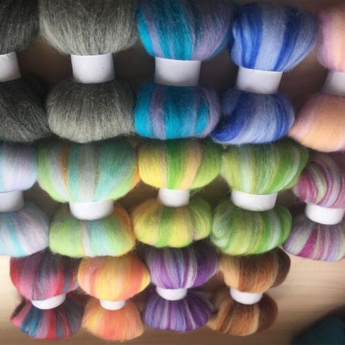 Ceramic wool feltro mixed feutrine naaldvilten lana merino wool fibre roving for needle feling wool diy crafa 50G/COLOR 14COLOR