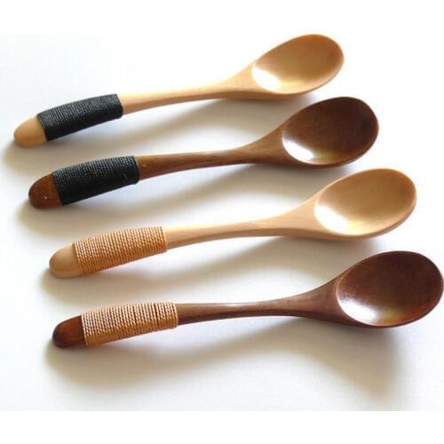 Kitchen Accessories 1Pcs Baby Rice Ladle 13.5*3cm Wooden Spoon Anti-skid Japanese Style Cooking Utensil Teaspoon Catering