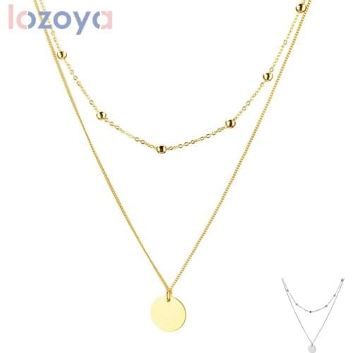 Lozoya 100% 925 Sterling Silver Small Round Pendant Necklace 2020 Rock Punk Fashion Women Accessories Fine Jewelry Crystal