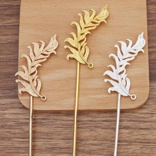 10 Pieces Leaf Metal Hair Sticks Hairpins Headwear Step Shake Making Bridal Chopsticks Hair Accessories