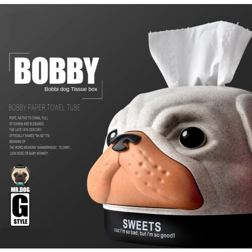 Cartoon Booby Dog Tissue Box Animal Tissue Box Home Living Room Tissue Holder Bathroom Wheat Fiber Funny Desktop Tissue Boxes