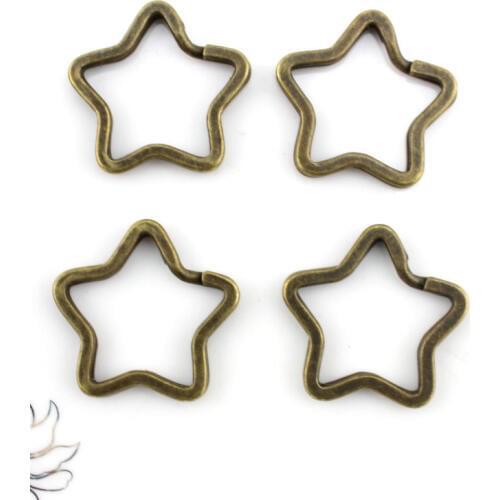 Set of 15 pcs big star key chain key ring pendant, charm, antique bronze zinc alloy for diy size/34X34mm/AY0045