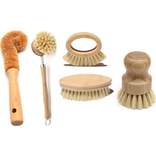 Natural Bamboo Dish Brush Set For Cleaning Dishes,Pans,Pots,Bottles And Vegetables For Cleaning Dish,Bottle,Pot