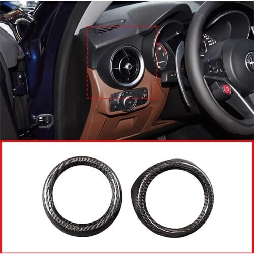 For Alfa Romeo Stelvio 2017 2018 2019 Car-Styling Real Carbon Fiber Car Dashboard Air Vent Cover Trim Car Interior Accessories