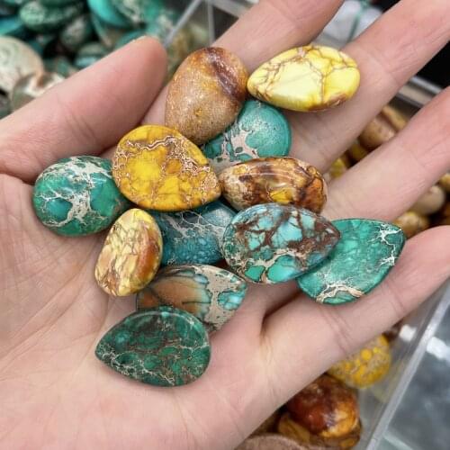 Natural Emperor Stone Cabochon Beads Flat Back Water Drop Shape No Hole Loose Beads For jewelry making DIY Ring accessories