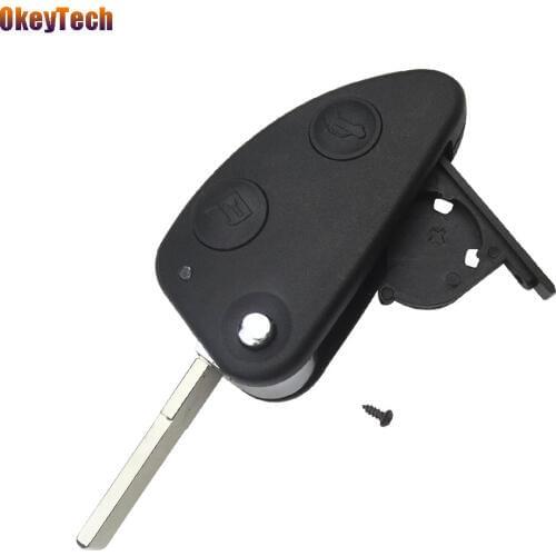 OkeyTech 2 Buttons Remote Car Flip Folding Key Shell Replacement Fob Cover Case for Alfa 147 156 166 GT Key Blade Shell $2.98