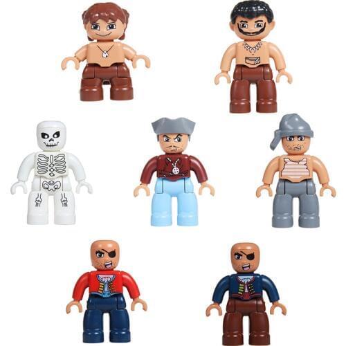 Pirate Adventure Worker Figuren Big Particles Building Blocks City DIY Bricks Compatible With Duplo Accessory Boy Toys Kids Gift