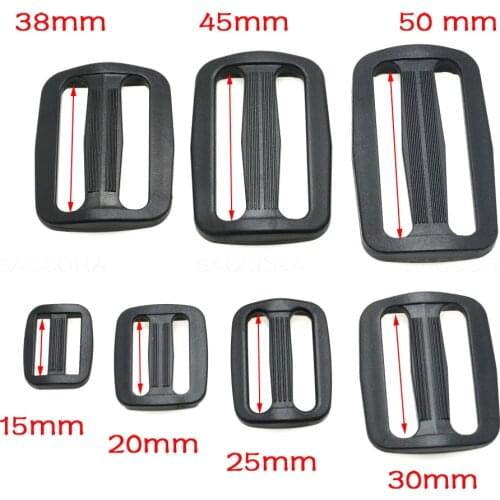 5/8" 3/4" 1" 1-1/4" 1-1/2" 1-3/4" 2"Webbing Plastic Curve Slider Tri-Glide Adjust Tri-ring Buckles Backpack Straps Black