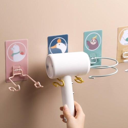 Punch-Free Hair Dryer Rack Toilet Shelf Cartoon Household Bathroom Hair Dryer Storage Rack Shelf Key Organizer