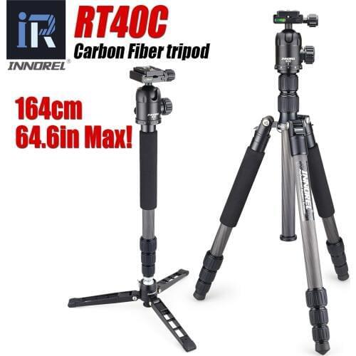 RT40C Professional Carbon Fiber tripod for digital dslr camera lightweight stand high quality tripe for Gopro tripode 164cm max