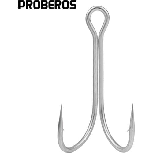 PROBEROS Saltwater Fishing Hook Lacklustre and Smooth Pure Tin Layer Duple Hooks 1#-1/0-2/0-3/0 High Carbon Steel Fishhook