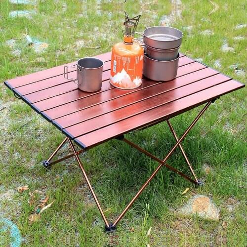 Portable Picnic Table Desk Folding Ultralight Hiking Outdoor Aluminum Camp BBQ Coffee Brown Color