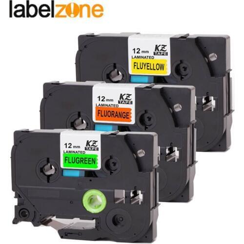 Mixed fluorescent 12mm TZE-C31 compatible brother p-touch label printer TZE-B31 TZE-D31 laminated tze tape ribbon cassette