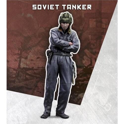 1/35 SOVIET TANKER, Resin Model Soldier GK, WWII military theme, Unassembled and unpainted kit
